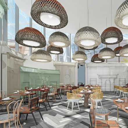 酒店标识标牌设计公司协调标识与景观。